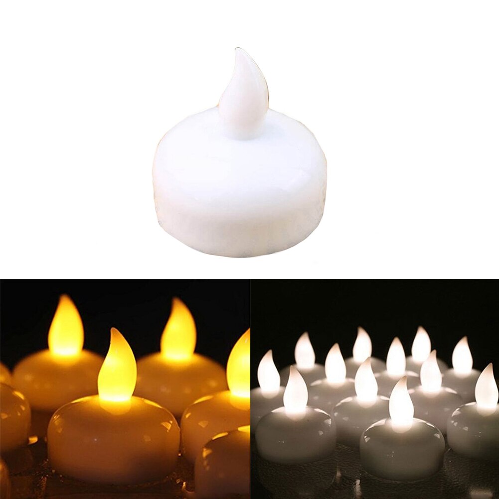 12pcs Battery Operated Float On Water Floating Home Decor Led Candle Lamp Flickering Tea Light For Wedding Party Waterproof