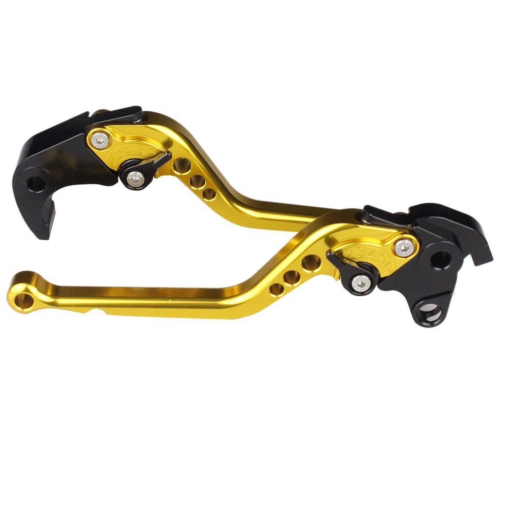 Für YAMAHA YZF R125 CNC Kurze Lange Motorrad Einstellbare Bremse Kupplung Hebel Griff Zubehör Griff Griffe: Long Gold