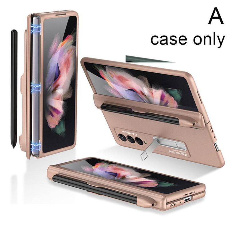 All-Inclusive Magnetische Scharnier Pen Slot Hard Shell Voor Samsung Galaxy Z Vouw 3/W22 Volledige Bescherming Magnetische case S Pen Slot Case: A