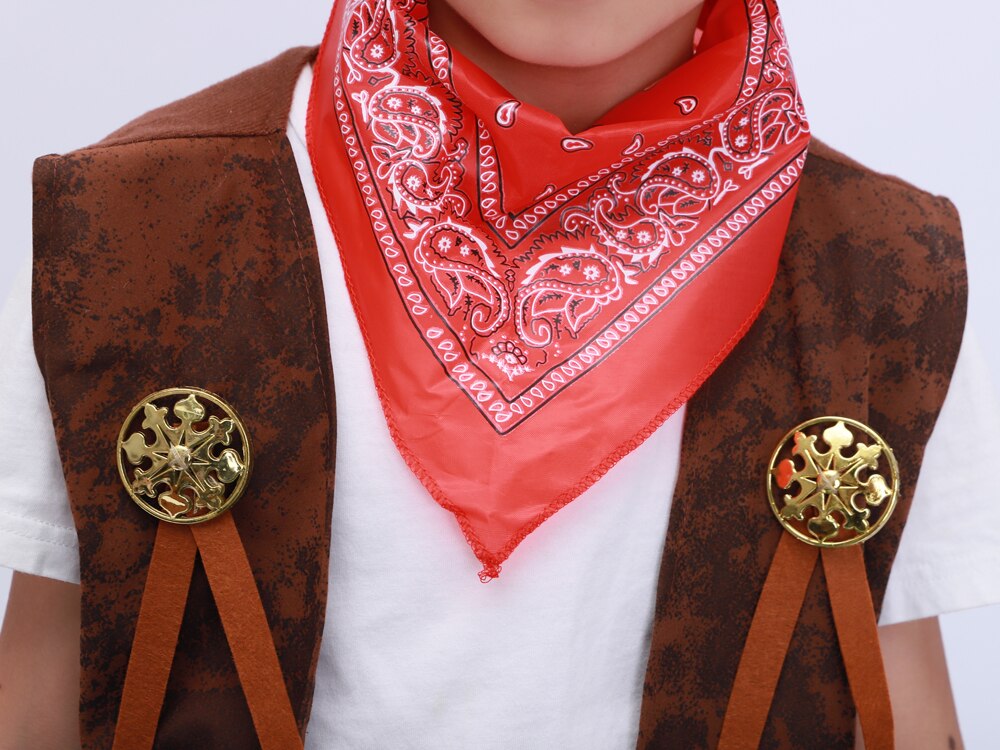 Umorden børn barn vest cowboy kostume cowgirl cosplay vest hat tørklæde 3 stk sæt halloween purim fest fantasia dress up