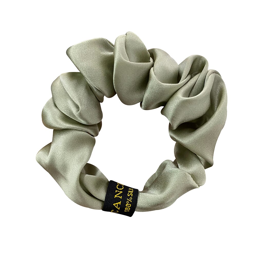 neue 100% Reine Maulbeere die Seide Große Krawatte Haar Seide Einfache Reine Farbe retro Haar Bands Für Frauen Haar Krawatte seil Zubehör Mädchen: Armee Grün
