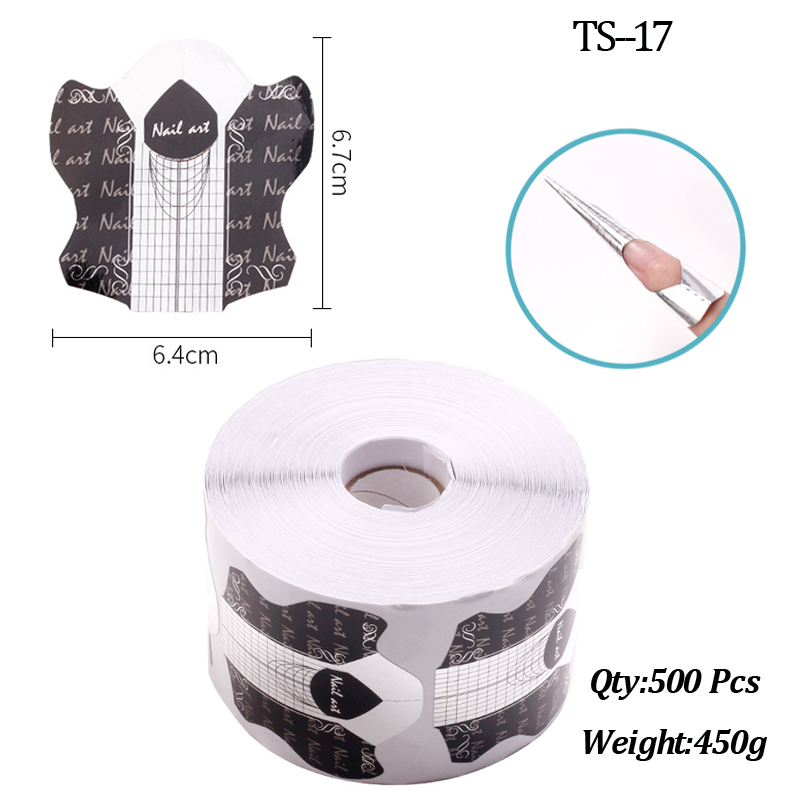 500 Pcs Nail Papier Extension Pochoir Formes Autocollants Titulaire pour Gel Acrylique Conseils Builder Français Nail Forme Astuce Faux Ongles Art Outils: Rouge
