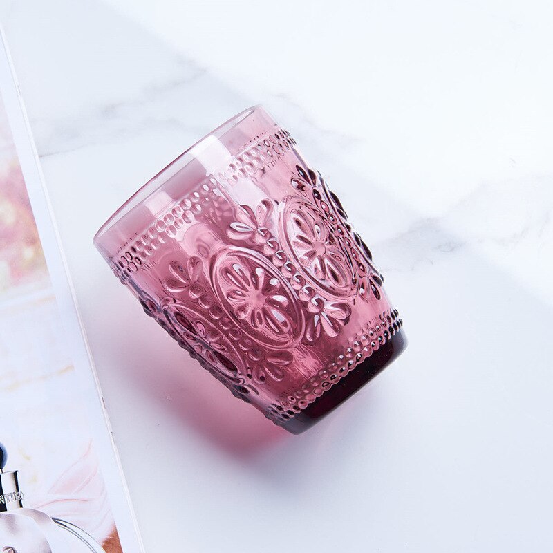 Vasos de cristal Multicolor con relieve para bebidas, vasos de cristal para , Bar, 300ML, 2 unids/lote