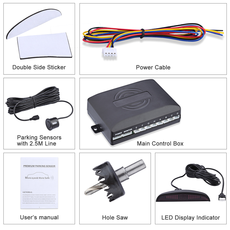 Capteur de stationnement de LED Parktronic de voiture avec 8 capteurs système de détecteur de moniteur de Radar de stationnement de voiture de secours inverse pour Honda FCX Brio