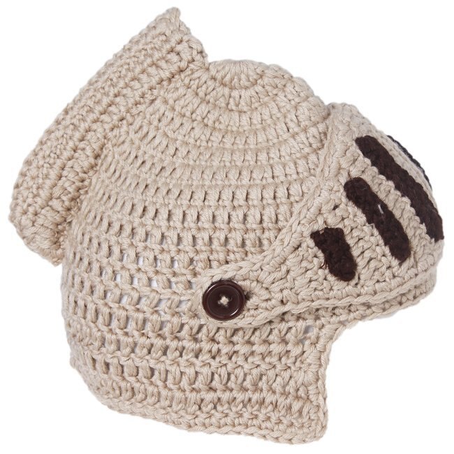 Roman Knight Helmet Caps Winter Warm Hats For Family Novelty Handmade Knit Hats Father Kids Beanies Cap Party Mask