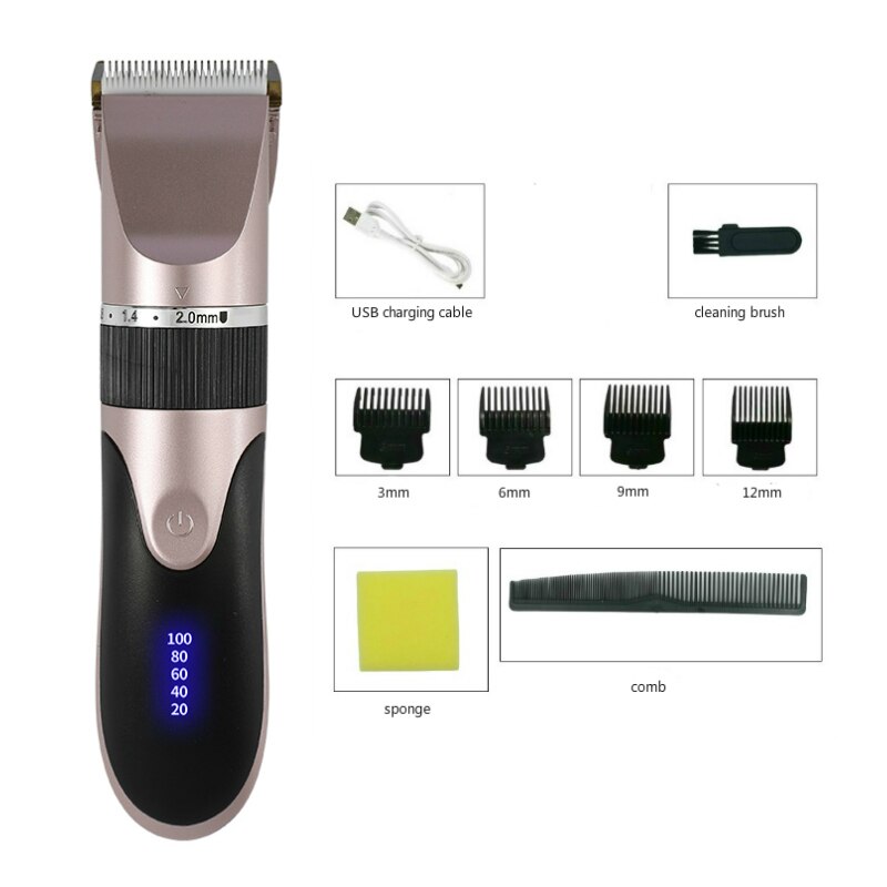 Hair Trimmer Digital Usb Rechargeable Hair Clipper for Men Hair Cutter Barber Machine Haircut Ceramic Blade Razor: Pink