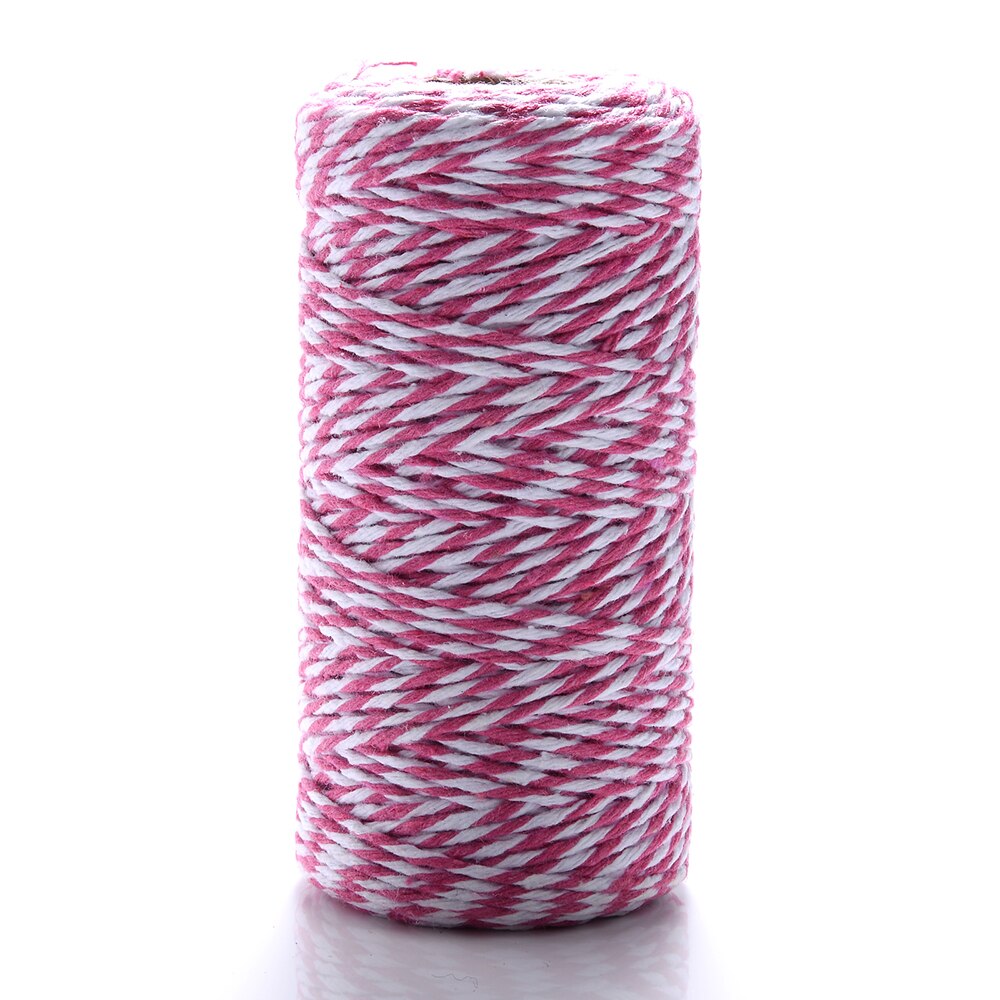 10 Meter/partij 1.5Mm Dubbele Kleur Natuurlijke Katoenen Draad Jute Hessische Hennep Touw Voor Cadeau Verpakking Partij Bruiloft Benodigdheden Decor: hot pink