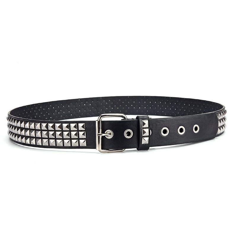 Square Beads Rivet Belt for Women Men Punk Rock With Pin Buckle Studded Belt for Dress Jeans Ceinture Femme