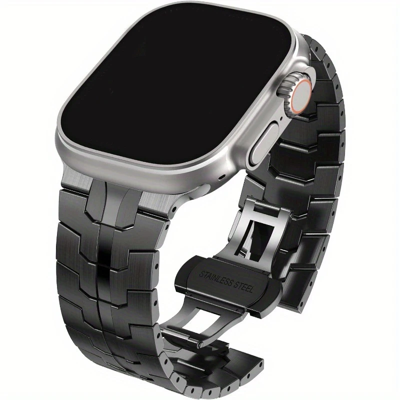 Correa de acero inoxidable para Apple Watch Ultra 2 49mm 7 8 9 45mm 44mm pulsera de eslabones de Metal para hombre IWatch Band 6 5 4 SE 3 42mm 41mm 40mm: White black / 14 mm