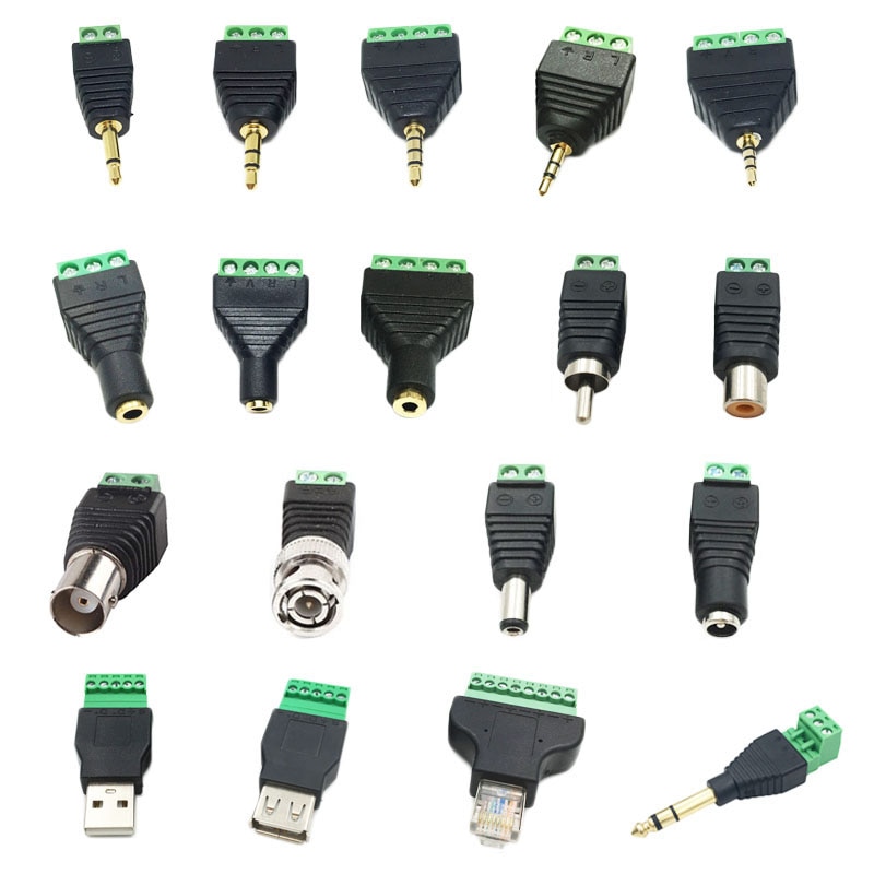 1Stck CCTV BNC Stecker DC Energie Stecker 2,5mm 3,5mm Männlich Weiblich Audio- Video Balun System Sicherheit Adapter koax Katze5 RJ45 USB Jack