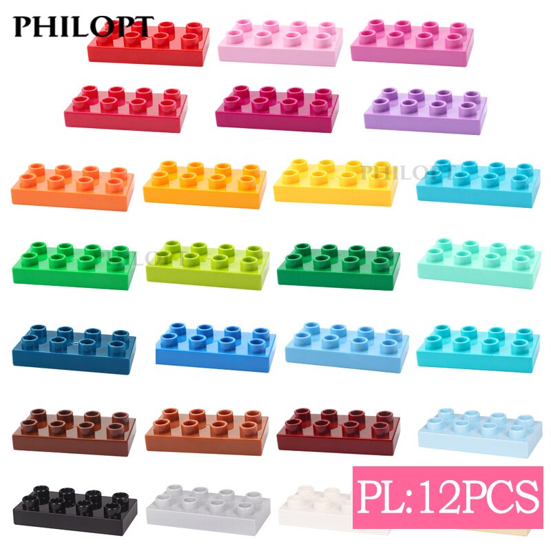 12pcs DIY MOC Large Building Block Bricks Thin 2X4 Bricks Big Size Assembled Accessories Bulk Part Enlighten Brick Children Toys