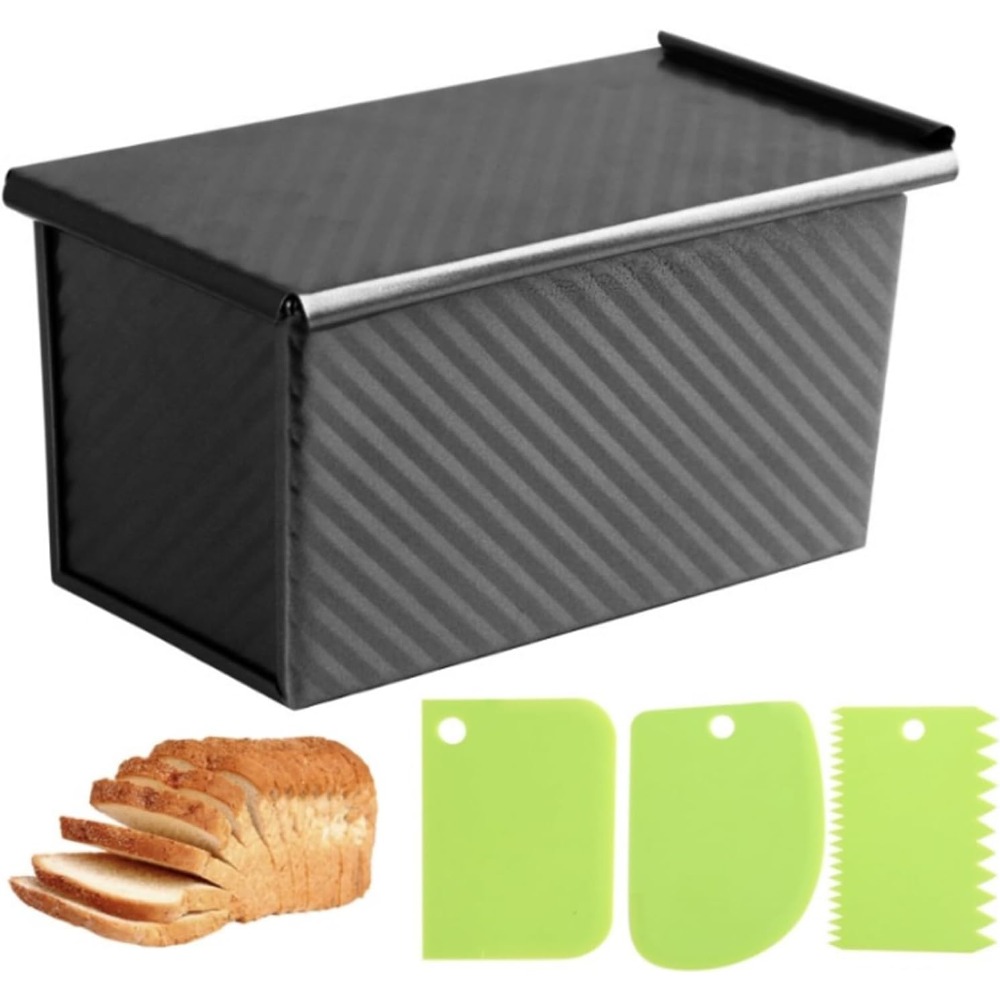 450g Premium Broodvorm met Deksel Non-stick Koolstofstaal DIY Brood Toastvorm met Deegschraper Professionele Bakkerij Bakvorm