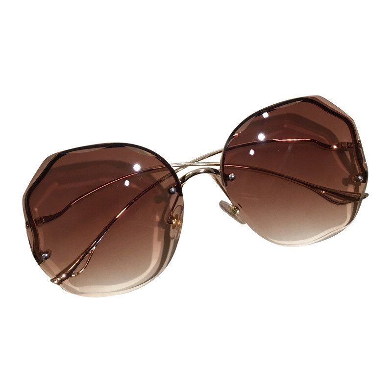 8Farbe Tee Gradient Angeln Sonnenbrille Frauen Ozean Wasser schneiden getrimmt Linse Metall gebogen Tempel Sonne Brille weiblich