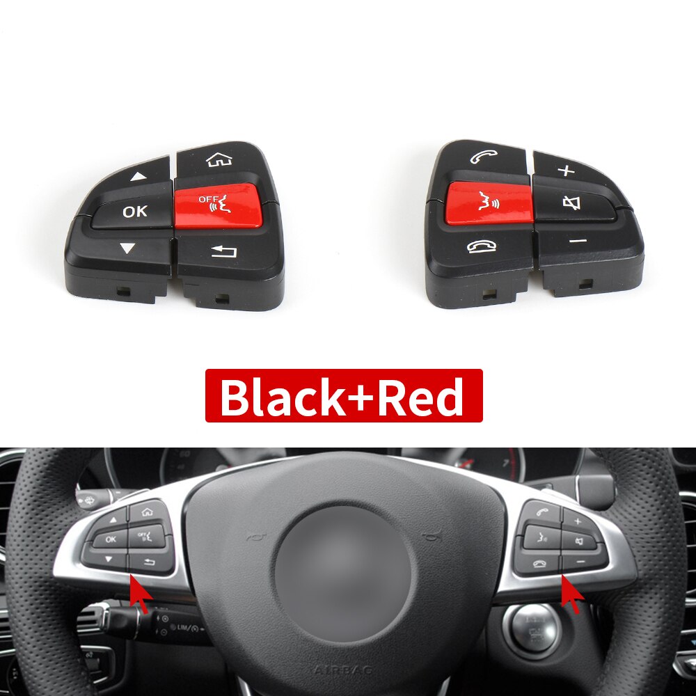 Voor Benz Glc C Klasse Stuurwiel Schakelaar Knoppen Auto Multifunctionele Schakelaar Knoppen Voor Mercedes W205 W253 C180 c200 GLC300: Black Red