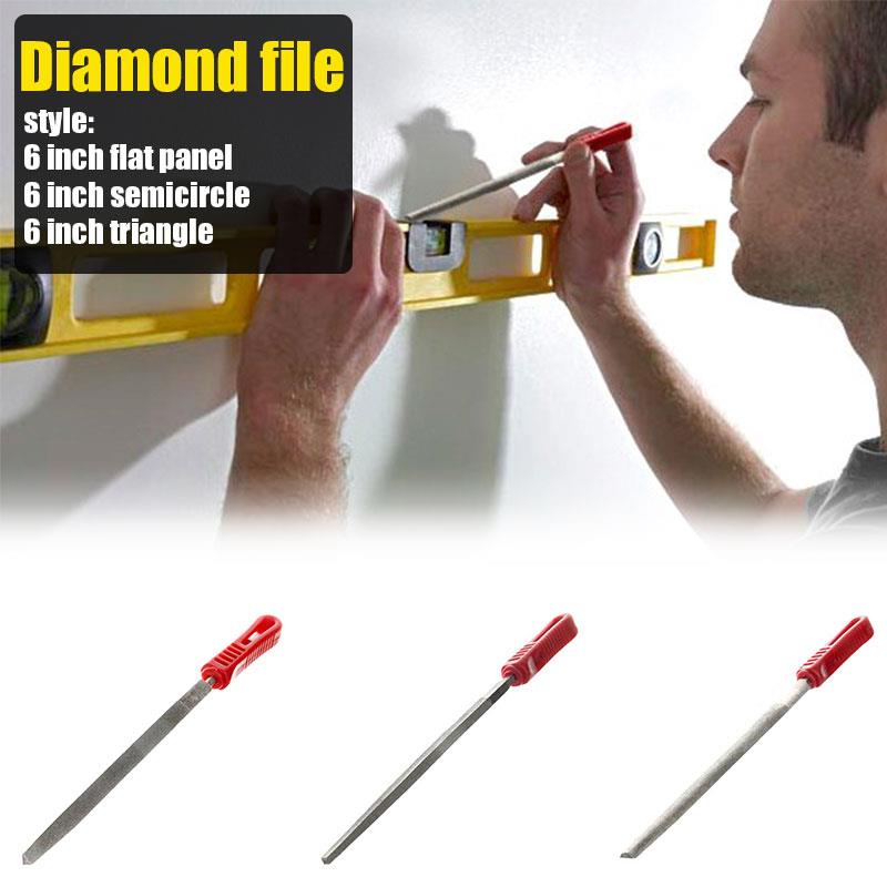 Charpentier polonais râpe diamant rouge métal plat diamant fichier polissage faucille forte perceuse électrique outils de travail du bois