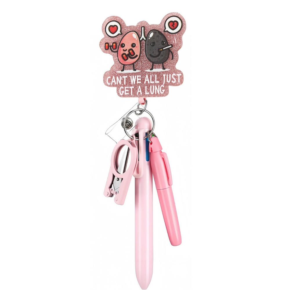 Retractable Scroll Style Hooks Scalable Ballpoint Pen School Hospital Student Nurse Ball Pen with Buckle Clip Nurse's Day: GRAY