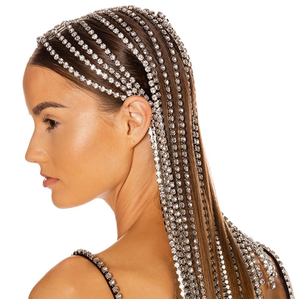 Stonefans Lange Quaste Strass Kopf Kette Headwear für Frauen Kristall Hochzeit Haar Zubehör Braut stirnband Schmuck