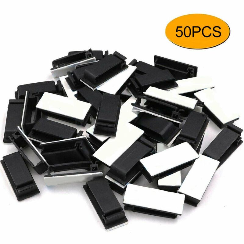 50PCS Wall Fasteners Wire Organiser Self Adhesive Fixed Flex Cable Management Clip Clamp