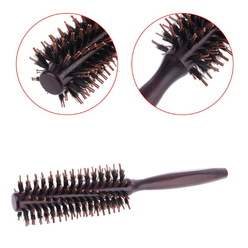 6 tipos de sarja reta pente de cabelo natural de cerdas de javali escova de rolamento redondo barril soprando curling diy cabeleireiro estilo ferramenta