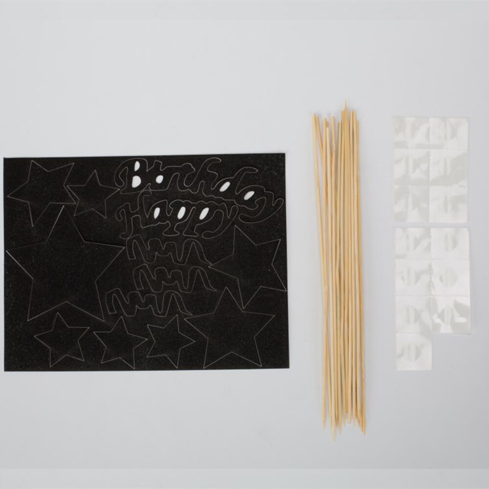 1 Set Happy Birthday Cake Toppers Black Gold Stars DIY Cake Flag Wedding Birthday Party Cake Decoration plug-in toppers