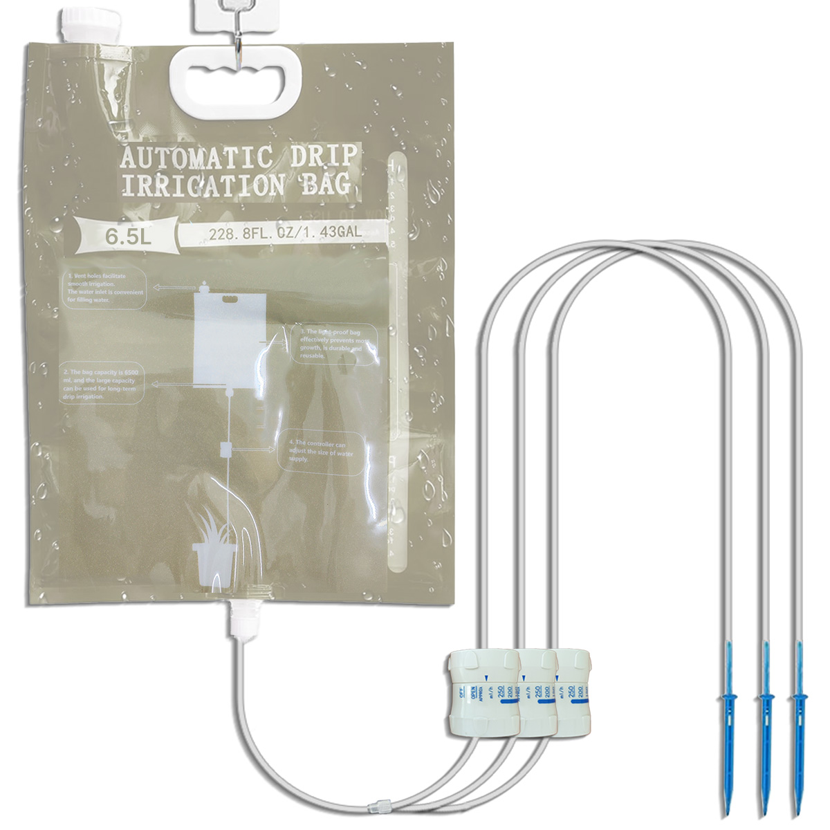 Dispositivo de riego automático de 5,2l/6,5l, Control de flujo de goteo de agua, mantenimiento de plantas y flores, bolsa de agua de riego