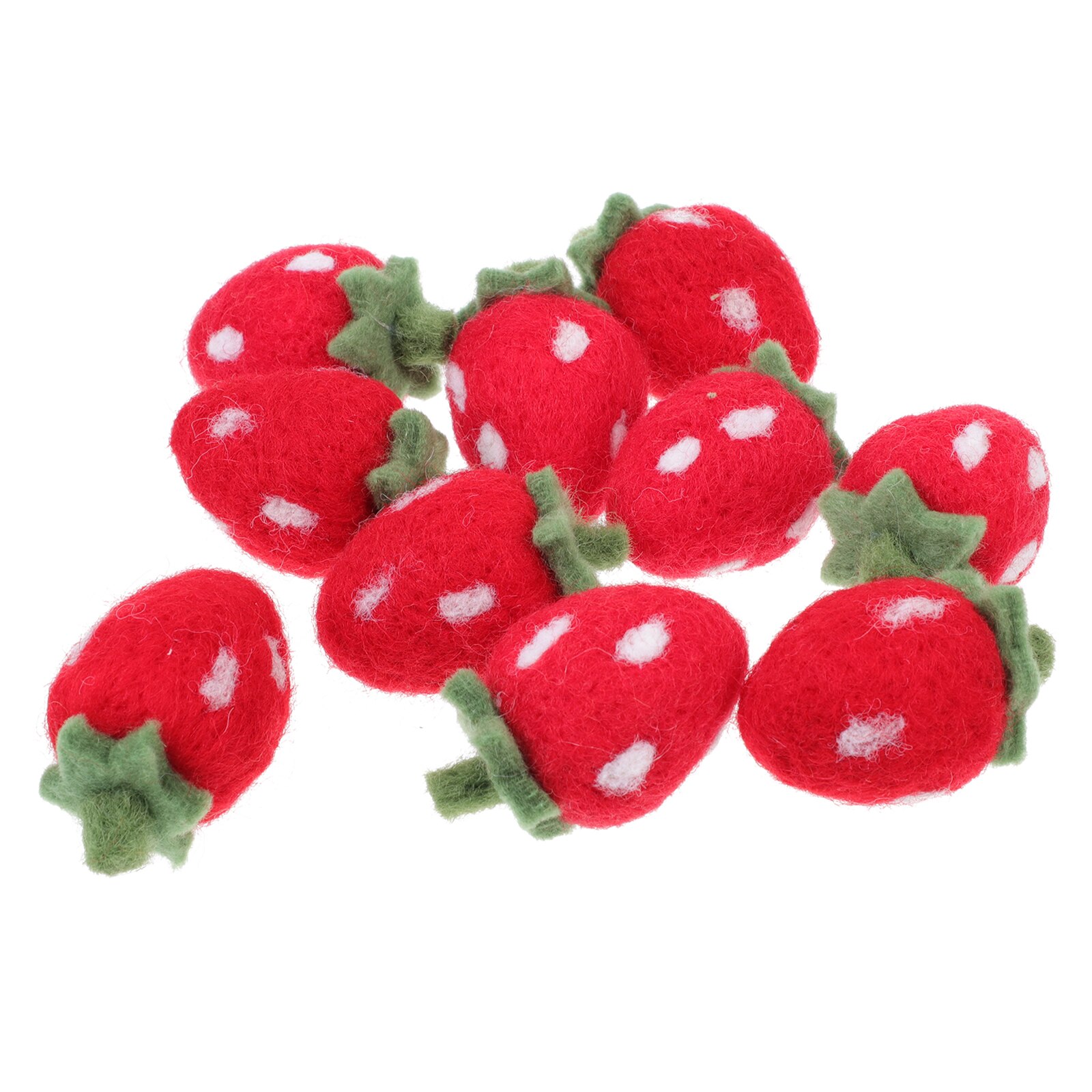 10pcs Felting Crafts Wool Felting Crafts Strawberry Shaped Felt Crafts for DIY Decor