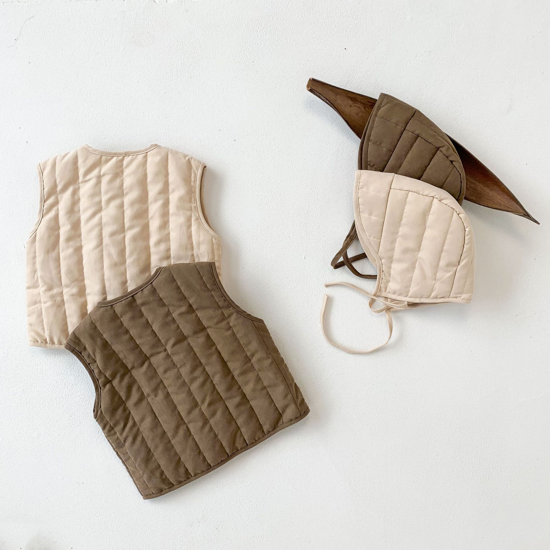 Herfst Winter Kinderen Mouwloze Mode Kleding Baby Meisjes Jongens Solid Casual Warme Vesten En Hoed Kids Vesten 6M-3T