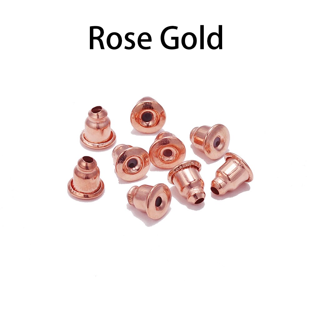 Size 5*6mm 50-200pcs/lot Gold Metal Caps Earring Studs Stopper Bullet Earring Back Plugging Blocked For Diy Jewelry Making: Rose Gold 200Pcs