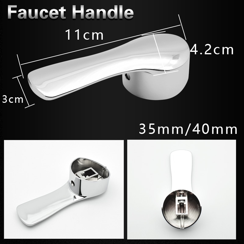 Vandhane enkelt greb håndtag kit badeværelse hane udskiftning vandhane håndtag poleret krom armatur udskift del 35mm 40mm ventil