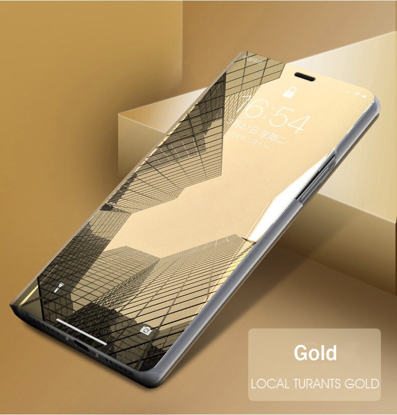 Dla huawei p40 lite E przypadku inteligentne lustro klapki przypadki dla huawei p 40 światła E p40lite p40liteE telefon pokrywa stojak book coque fundas: p40 lite / gold