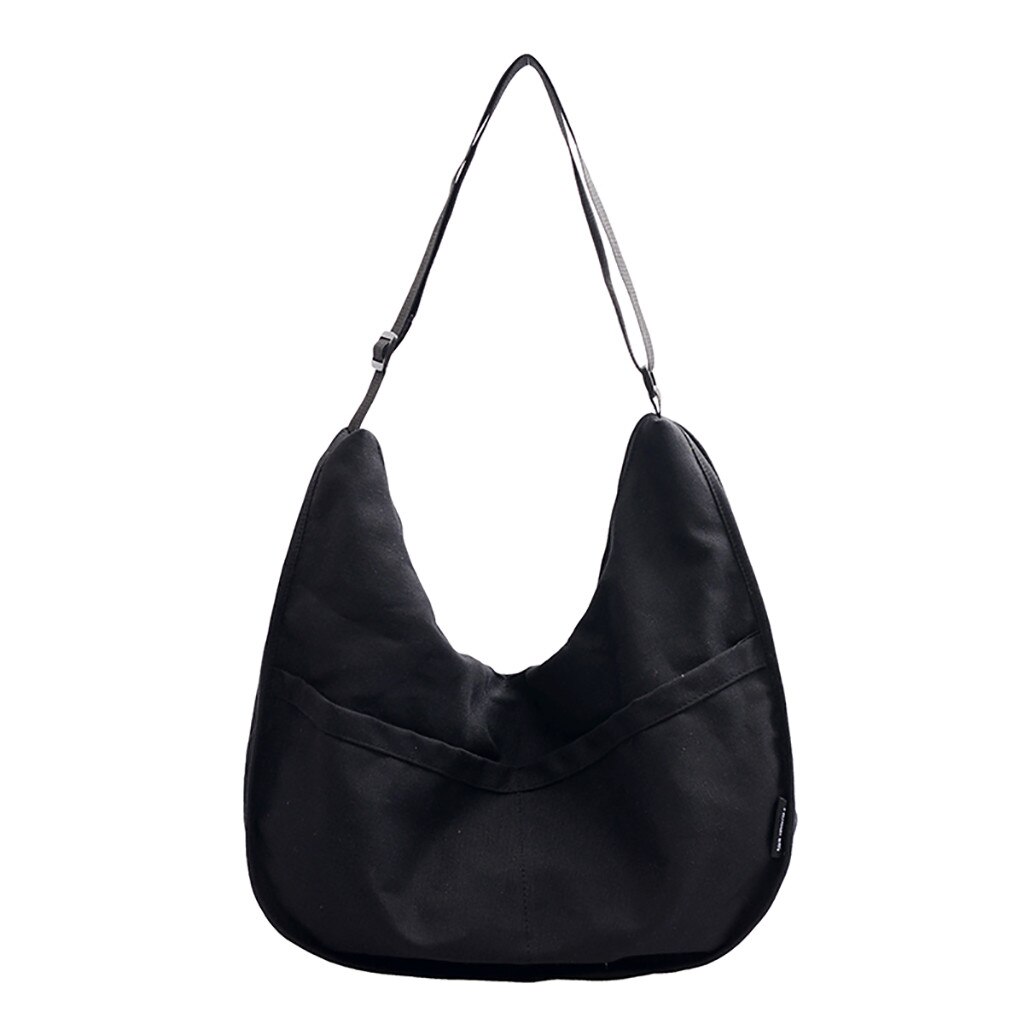 Vrouwen Mode Canvas Tas Grote Capaciteit Dumplings Duurzaam Vrouwelijke Handtas Tote Shopper canvas eco tassen Messenger Schoudertas: Black