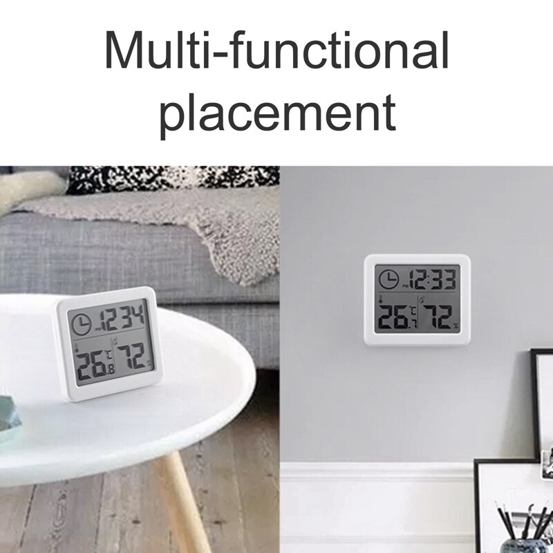 Wielofunkcyjny termometr higrometr automatyczny elektroniczny wskaźnik temperatury i wilgotności zegar duży ekran LCD