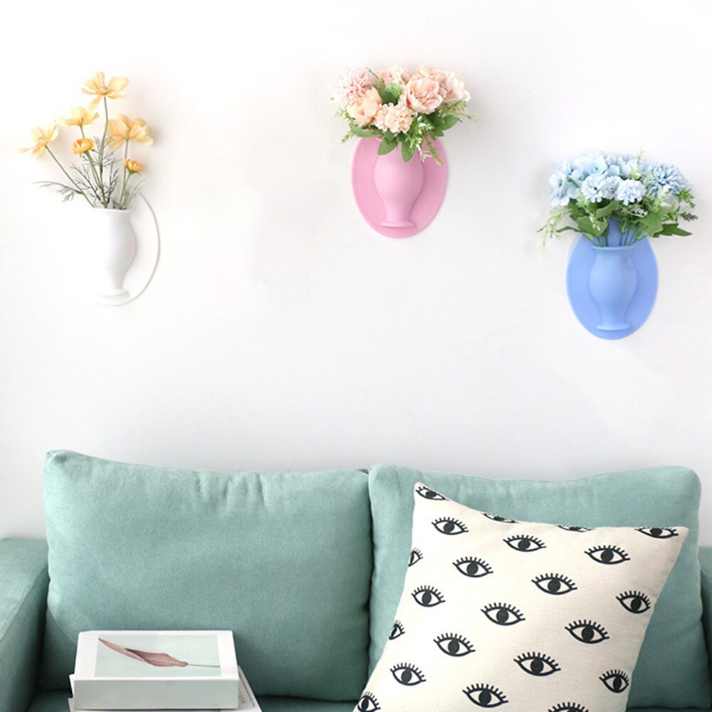 Silicone Additive Sticky Vase Easy Removable Wall And Fridge Flower Plant Vases DIY Home Decoration Accessories