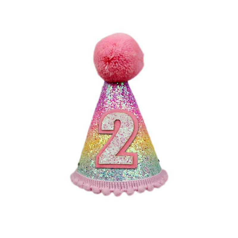 Happy Birthday Hat 1st 2nd 3rd Year Old Kids Girl Birthday Baby Shower Mermaid Tail Headband Hat Decoration Party Supplies: A07