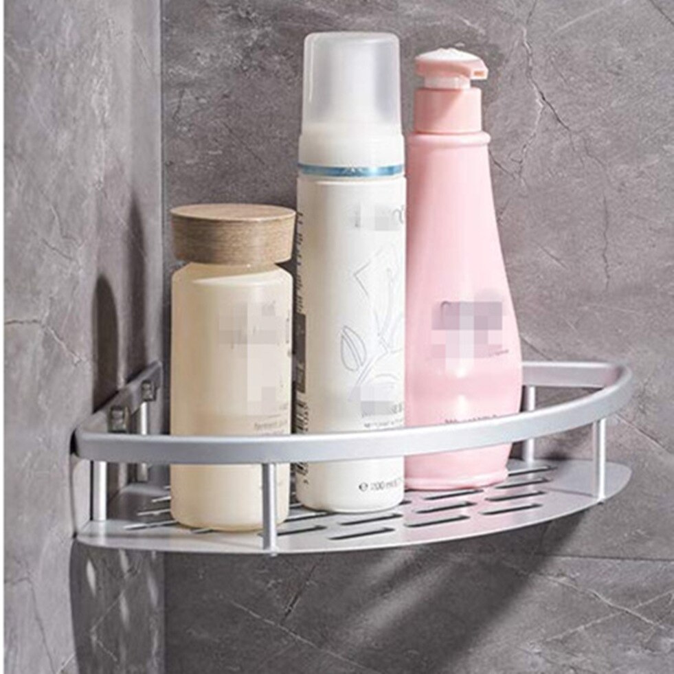 Trekant bruser hjørne badeværelse hylde opbevaring kurv holder aluminium caddy rack etagere tipi salle de bain murale douche rek: Enkelt niveau