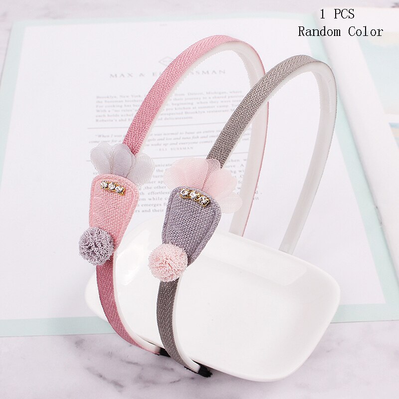 Child Bowtie Cute Hairband Girl Kids headband 1pcs Pink headwear Cartoon Lace hair accessories Hair Hoop: 3