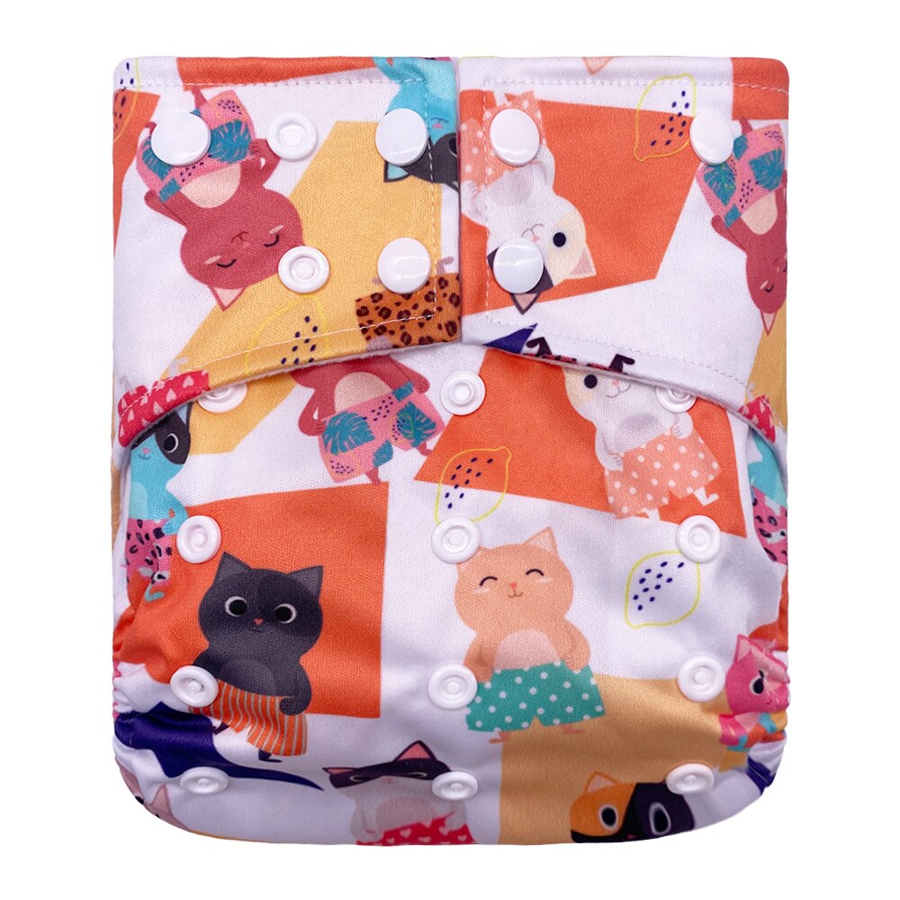Goodbum Waves Printed Washable Adjustable Double Gusset Square Cloth Nappy For Baby Diaper: D35