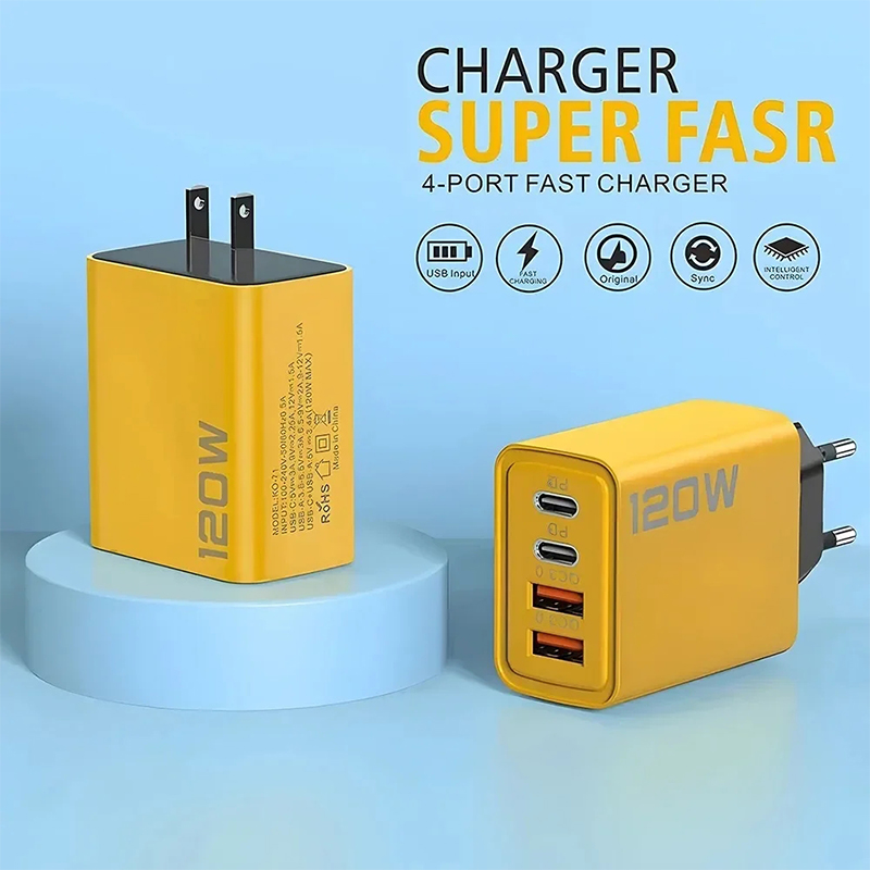 4-poorts USB C PD-oplader Snel opladen 3.0 Type C USB-telefoonoplader Muurreizen Snellaadadapter voor mobiele telefoon US EU-stekker