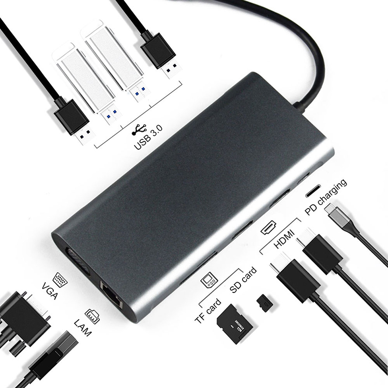 USB C Hub Laptop Docking Station Typ C Adapter Multifunktions für Windows Computer @ JH