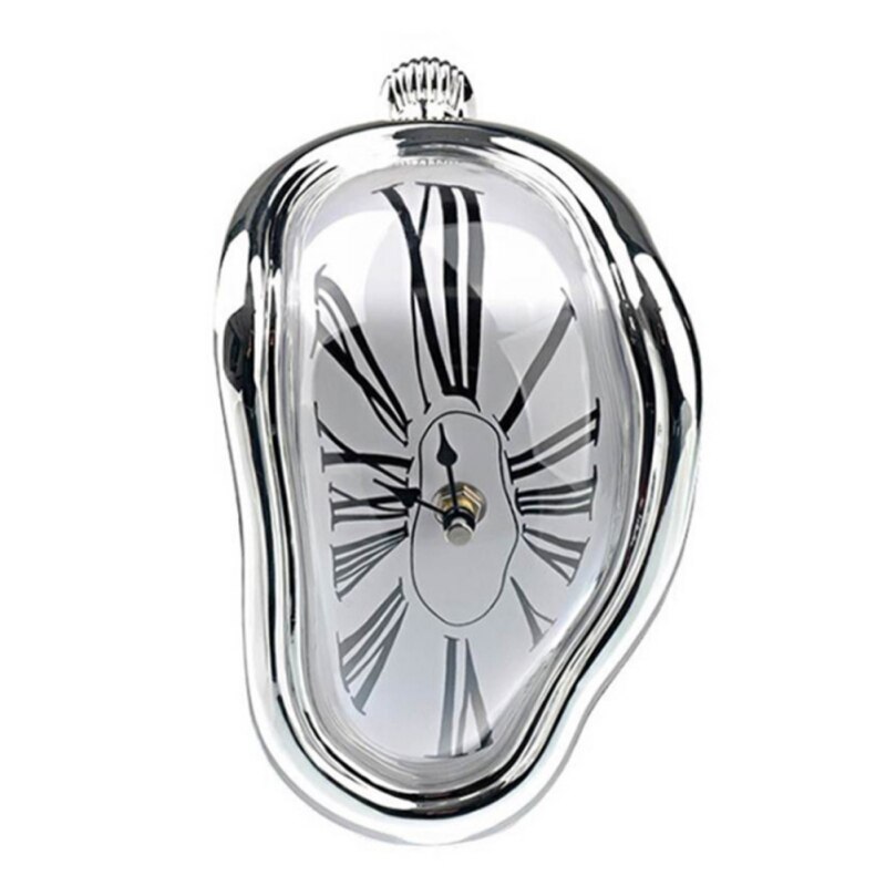 Melting Clock Watch Melting Time Flow Desktop Twisted Clock-Gold (without Battery)