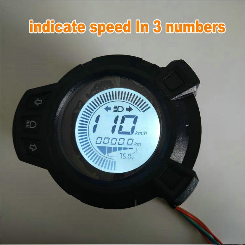 Speedometer elektrisk cykel scooter lcd-skærm 48 v 60 v 72 v 84 v 96v med hastighedsbatteri indikator blinklys hvid lysmåler