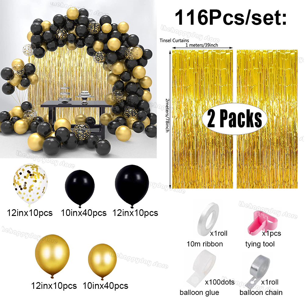 Kit de guirnalda de arco de globos dorados y negros, decoraciones de Año 2025, cortina de fondo de globos de aluminio, decoración de de feliz 30 cumpleaños: Color zafiro profundo