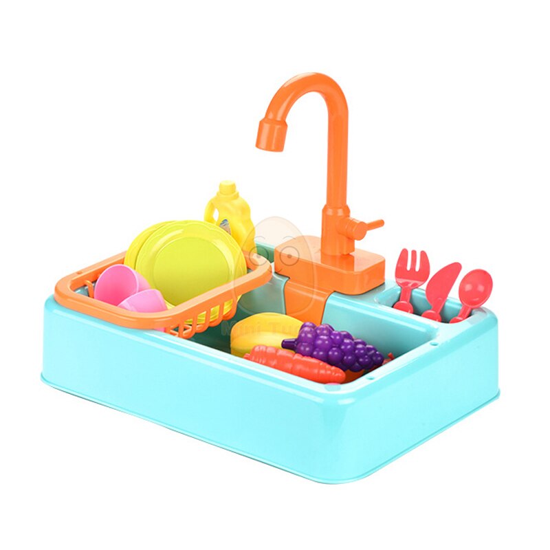 Keuken Speelgoed Plastic Afwas Sink Set Kinderen Simulatie Pretend Rollenspel Huishouden Kit Vroege Educatief Speelgoed Voor Kinderen: Green