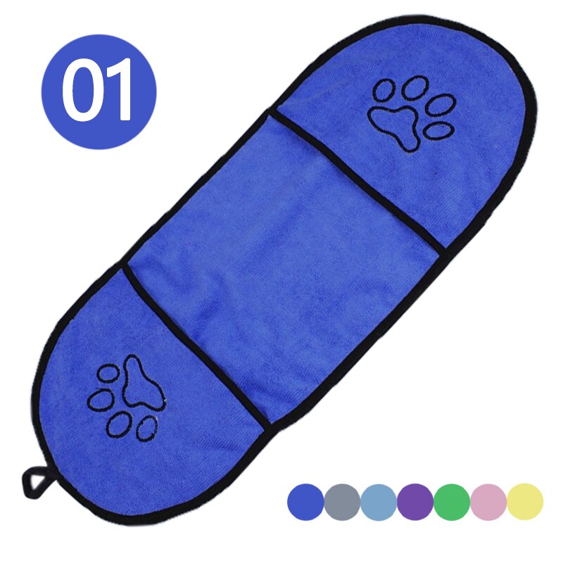 Toalla de baño de microfibra para perro, toalla de secado ultraabsorbente para cachorros y gatos pequeños, manta con bolsillo, bata de baño para perros grandes: deep blue
