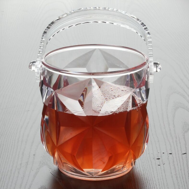 1 Pc Acrylic Bar Ice Bucket Two Handles Champagne Bucket Wine Bucket Spit Wine Barrel Container Ktv Club Bar Supplies