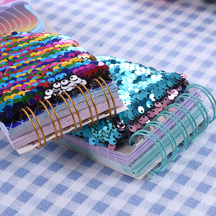 Reversible Sequin Notebook A6 Size Journal Book Set Writing Stationery Student Mermaid Diary Book Weekly Planner School Supply