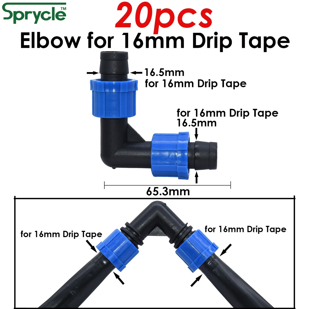 16mm 5/8&#39;&#39; Irrigation Drip Tape Coupling Shut-Off Valve Elbow Tee End Plug Thread Lock Connector Garden Watering Hose Pipe Joint