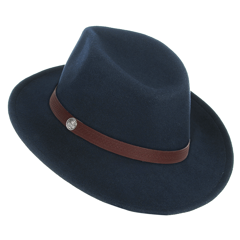 mujeres hombres sombreros de fieltro sombrero de vaquero occidental señora Sombrero Hombre pieza de Metal decoración vaquera Jazz gorras de sol tamaño 57CM