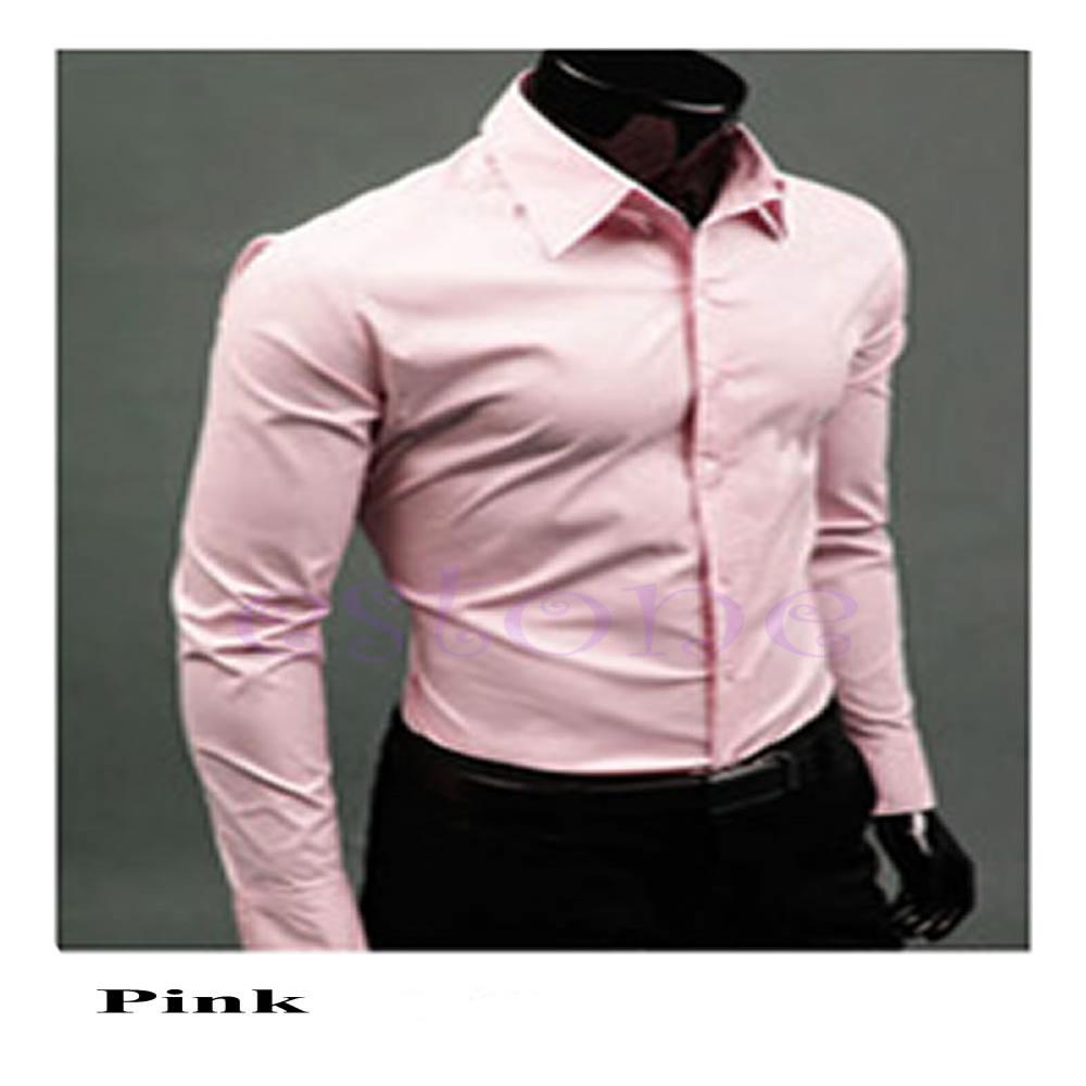 Miesten karkkivärinen pitkähihainen ohut business rento paita miesten luksus tyylikäs rento mekko slim fit rento pusero: Pk / Xl