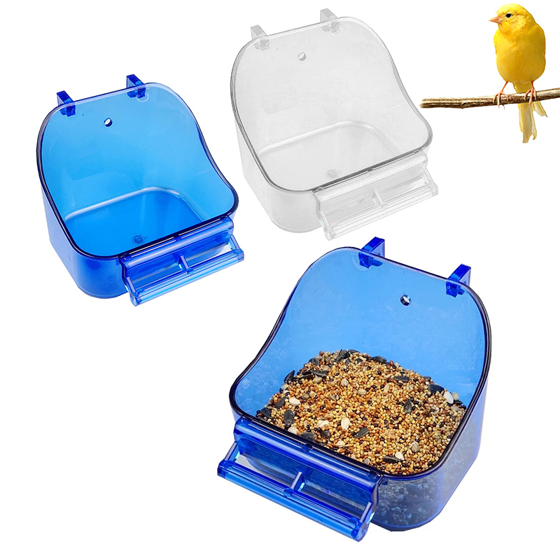 Cuenco de plástico para pájaros colgante en la jaula, comedero para loros, palomas, hámster, taza de agua con gancho, bañera para mascotas pequeñas, suministros para mascotas